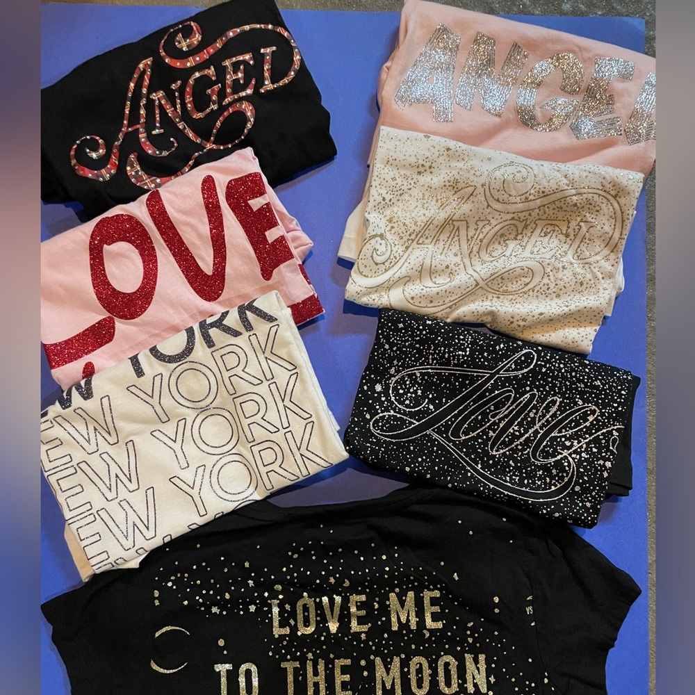 Lot of Victoria’s Secret Super Soft, Short Sleeve Sparkle Tee-Shirts